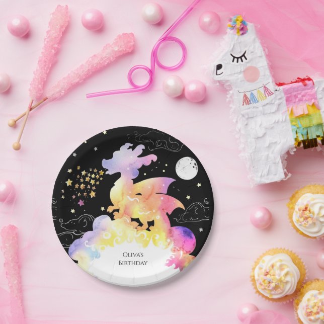 Children's Enchanted Dragon Birthday Paper Plates (Party)