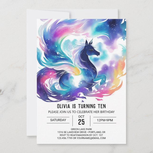 Children's Enchanted Horse Birthday Invitation (Front)