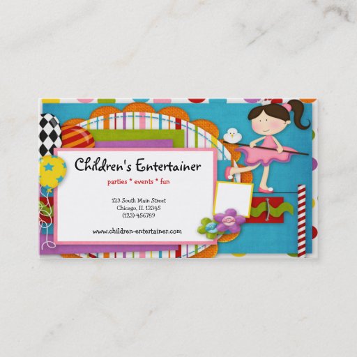 Customizable Children's Entertainer Business Cards