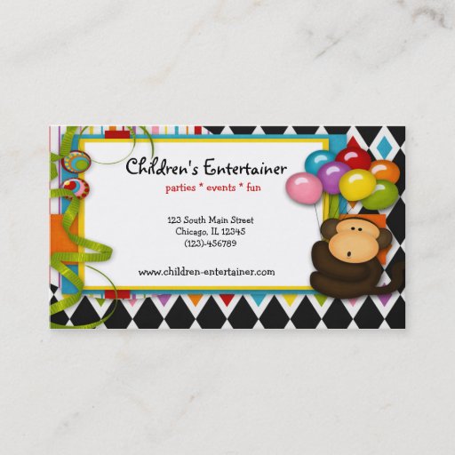 Customizable Children's Entertainer Business Cards