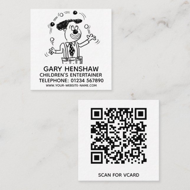 Children's Entertainer or Juggler  Square Business Card (Front/Back)