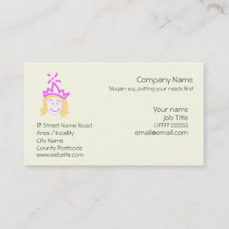 Children's Entertainer with Pink Princess Logo Business Card