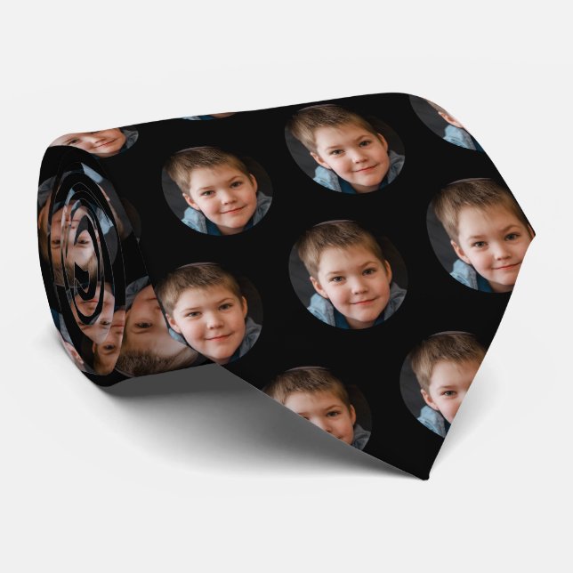Children's Face Photo Personalized Father's Day Neck Tie (Rolled)