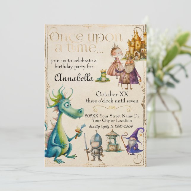 Children's Fairy Tale Stories Vintage Invitation (Standing Front)
