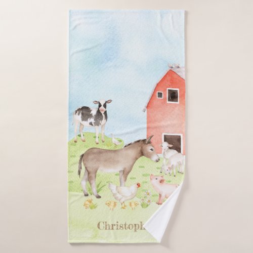 Childrens Farm Animal Bath Towel