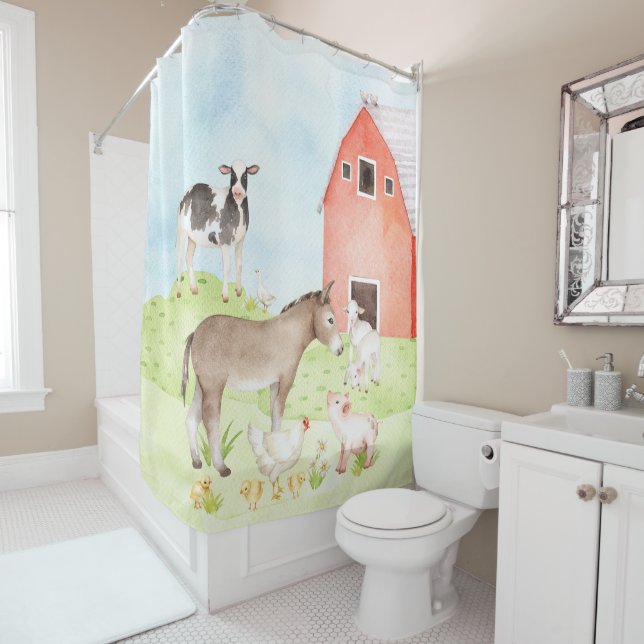 Childrens Farm Animal Shower Curtain (In Situ)