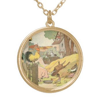 Children's Farm Animals Gold Plated Necklace by kidslife at Zazzle