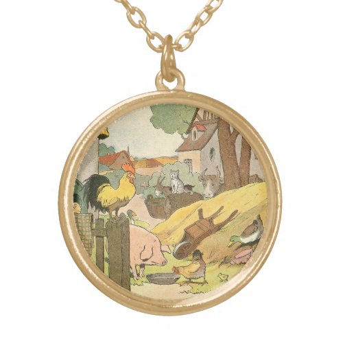 Childrens Farm Animals Gold Plated Necklace