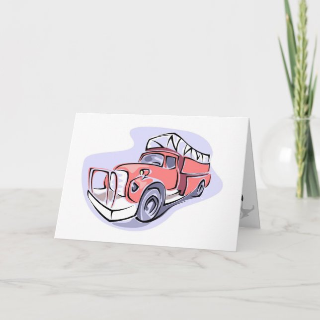 Children's Fire Truck Birthday Party Thank You Card (Front)