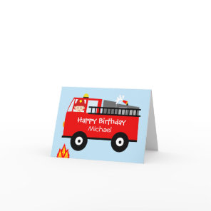Children's Fire Truck Personaloized Birthday Card