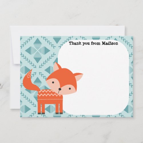 Childrens Flat Panel Thank You Cards Red Fox