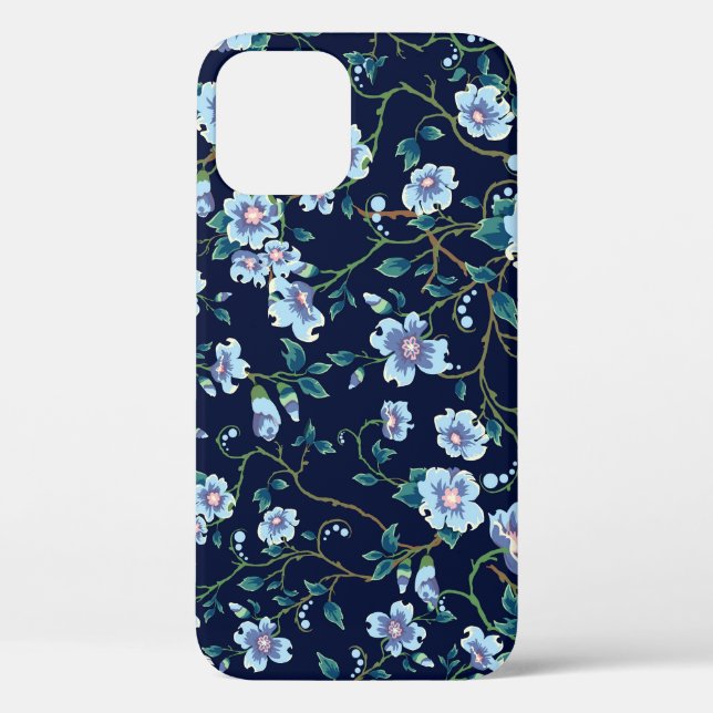 Children's flowers: seamless dark blue Case-Mate iPhone case (Back)