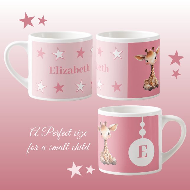 Children's giraffe mug personalized name pink (Creator Uploaded)