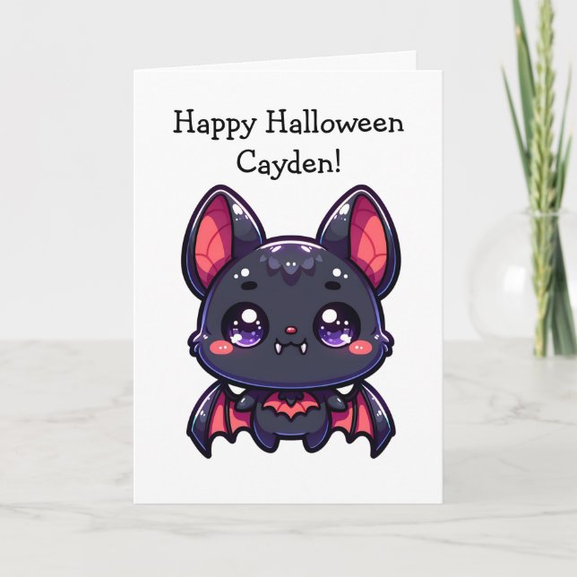 Children's Halloween Bat and Coloring Page Card (Front)
