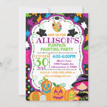 Children's Halloween Pumpkin Painting Party Invitation by TiffsSweetDesigns at Zazzle