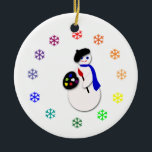 Childrens Hanukkah Snowman Artist w Colorwheel Ceramic Ornament<br><div class="desc">A Snowman Artist with beret, palette and and paintbrush surrounded by a color wheel of snowflakes for any budding artist or designer! This colorful illustration by artist c.a.teresa for kutekidz will bring a little magic and fun and laughs to any child' s Christmas or Hanukkah and is available on multiple...</div>