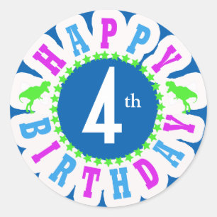Children's Happy Birthday Circle of Stars ID527 Classic Round Sticker