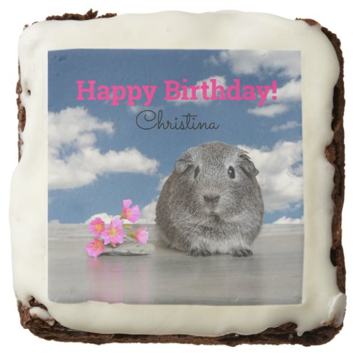 Childrens Happy Birthday Party Gray Guinea Pig Brownie