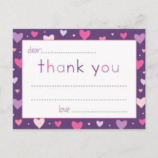 Children's Heart Fill In The Blank Thank You Notes