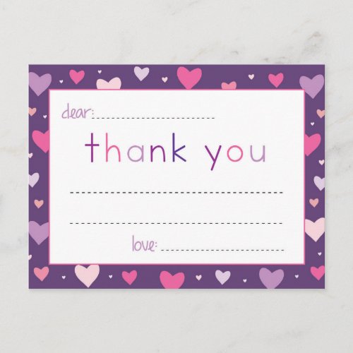 Childrens Heart Fill In The Blank Thank You Notes