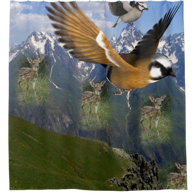 Childrens horses shower curtain (Front)