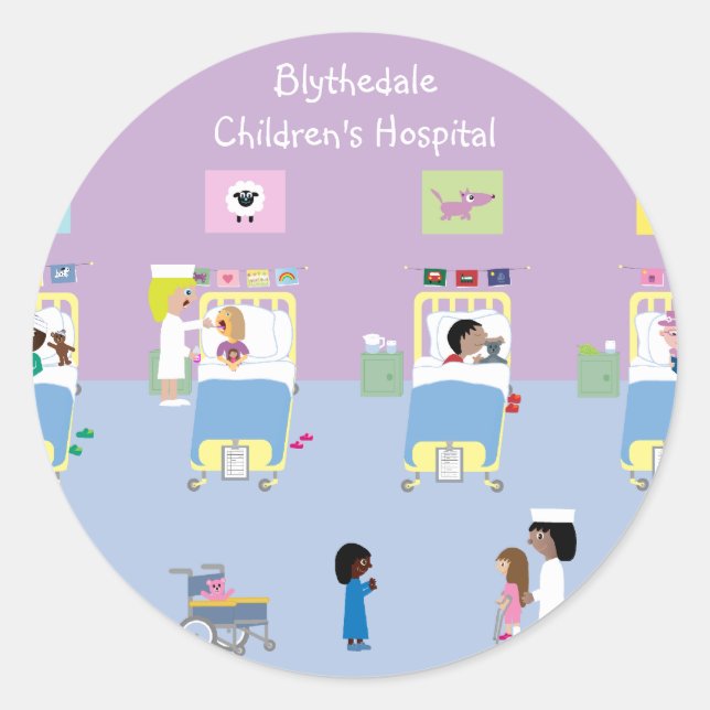 Children's Hospital Ward Customizable Classic Round Sticker (Front)