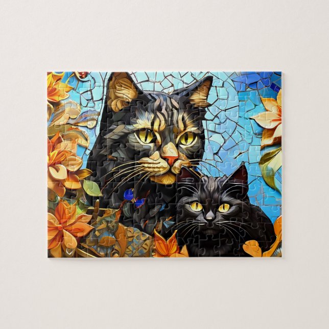 Childrens Jigsaw Puzzle Sets of Mosaic Cats (Horizontal)