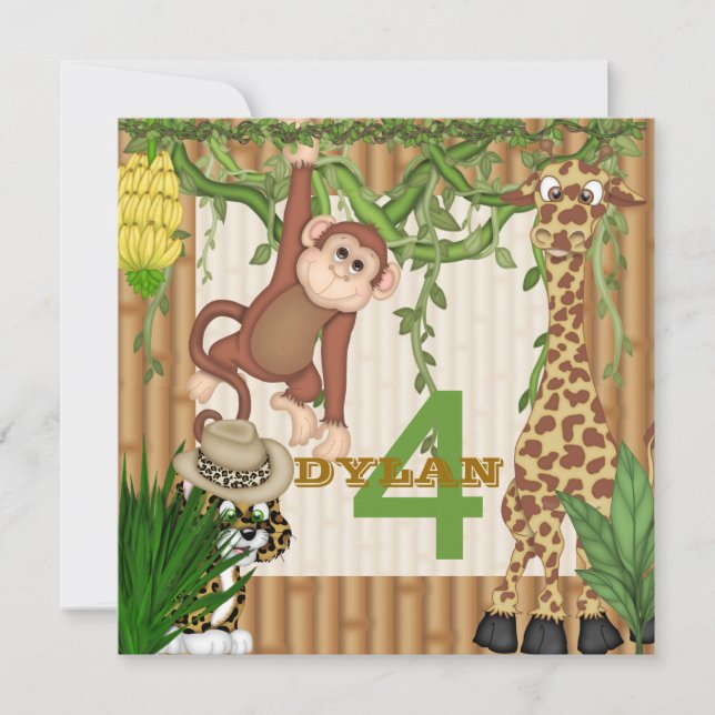CHILDRENS Jungle Safari Birthday  Invitation Templ (Front)