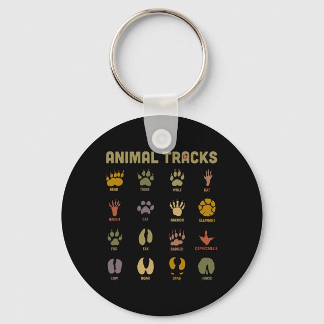 Children's Kids Wild Animal Tracks Childrens Learn Keychain (Front)
