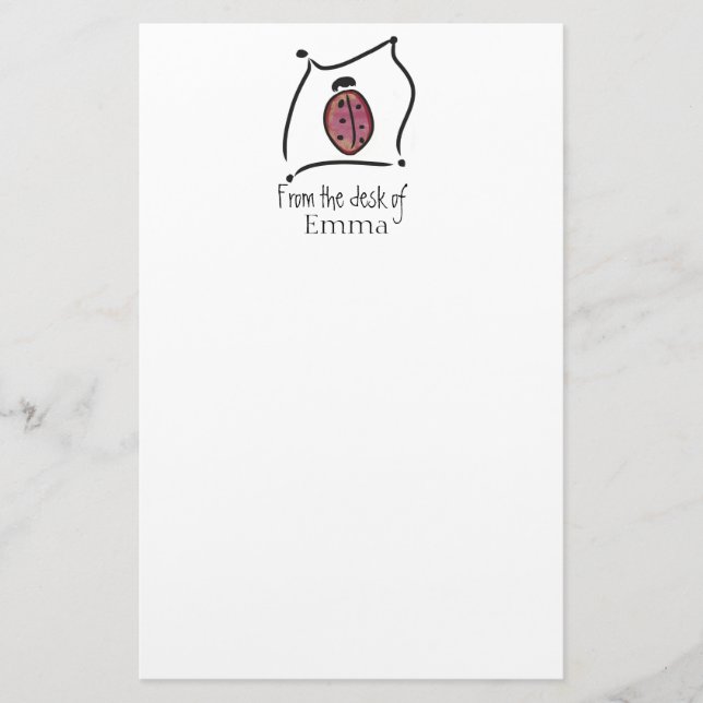Children's ladybug Stationary personalized Stationery (Front)