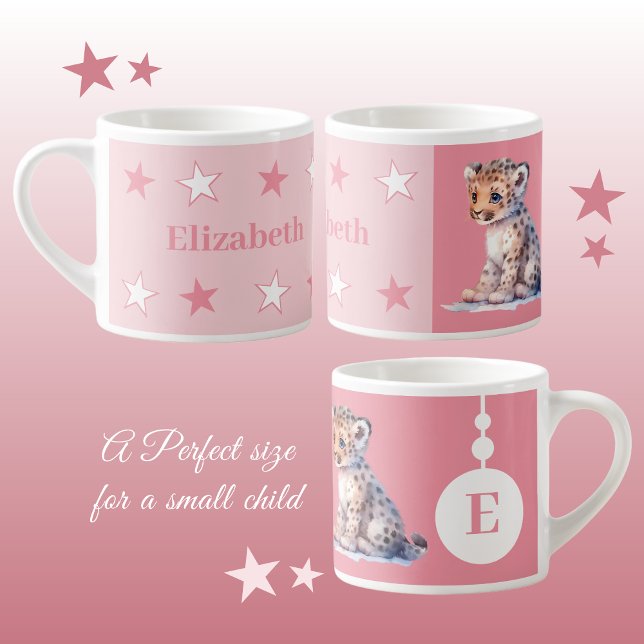 Children's leopard mug personalized name pink (Creator Uploaded)