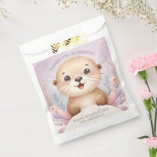Children's Lilac Sea Otter Cute Birthday Party Favor Bag