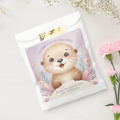 Childrens Lilac Sea Otter Cute Birthday Party Favor Bag