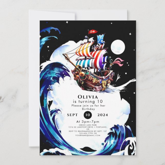 Children's Magical Treasure Pirate Birthday Invitation (Front)