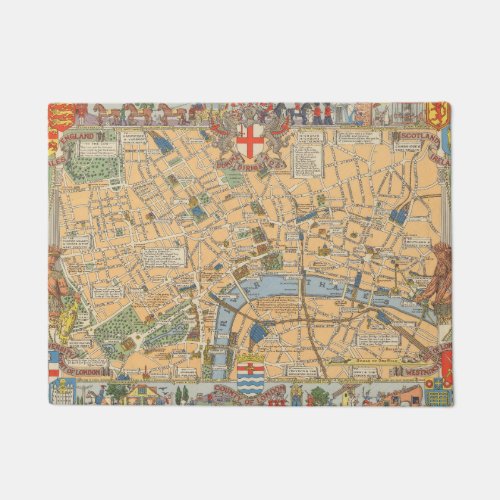 Childrens Map of London England Doormat
