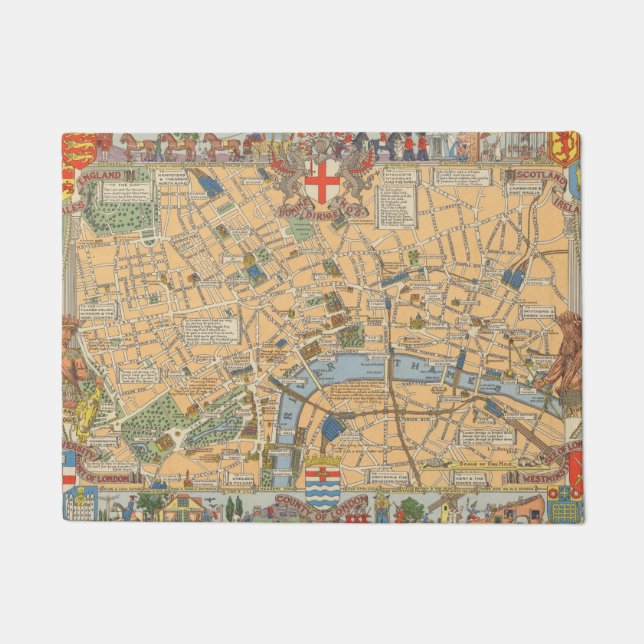 Children's Map of London, England Doormat (Front)
