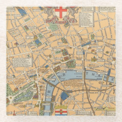 Childrens Map of London England Glass Coaster