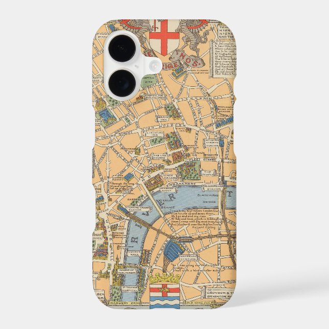 Children's Map of London, England Iphone Case (Back)