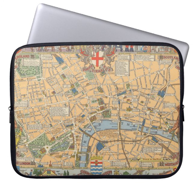 Children's Map of London, England Laptop Sleeve (Front)