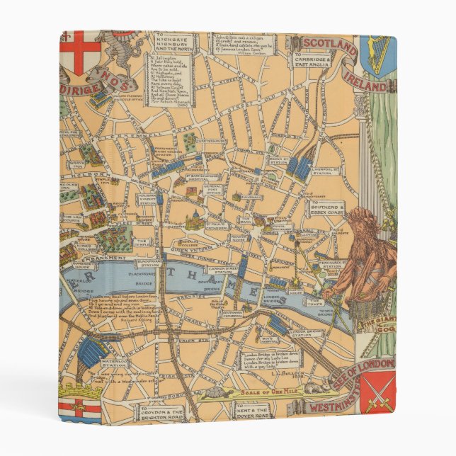 Children's Map of London, England Mini Binder (Front/Spine)