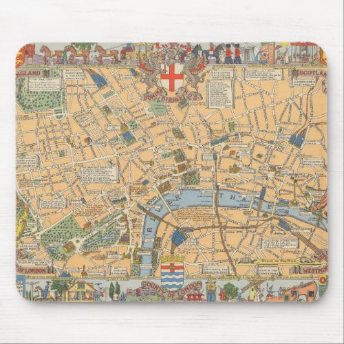 Childrens Map of London England Mouse Pad