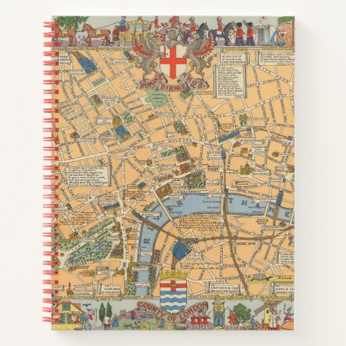 Childrens Map of London England Notebook