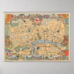 Children&#39;s Map of London, England Poster