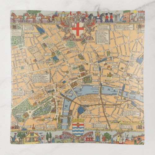 Childrens Map of London England Trinket Tray