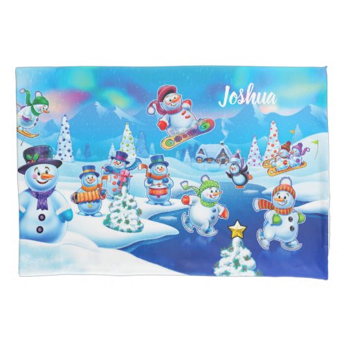 Childrens matching pair pillowcases Xmas design