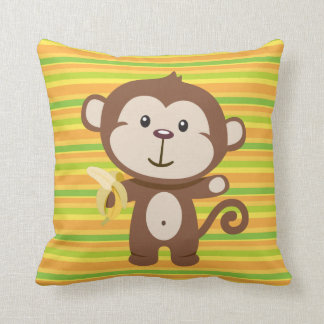 Children's Monkey Grade A Cotton Throw Pillow