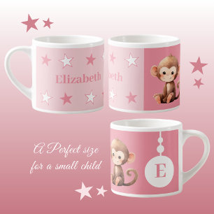 Children's monkey mug personalized name pink