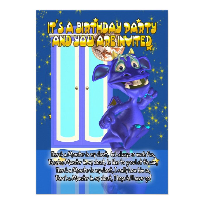 Children's Monster Birthday Party Invitation With