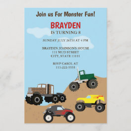 Children's Monster Truck Birthday Invitation