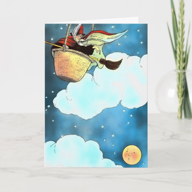 Children's Moon and Witch Card (Front)